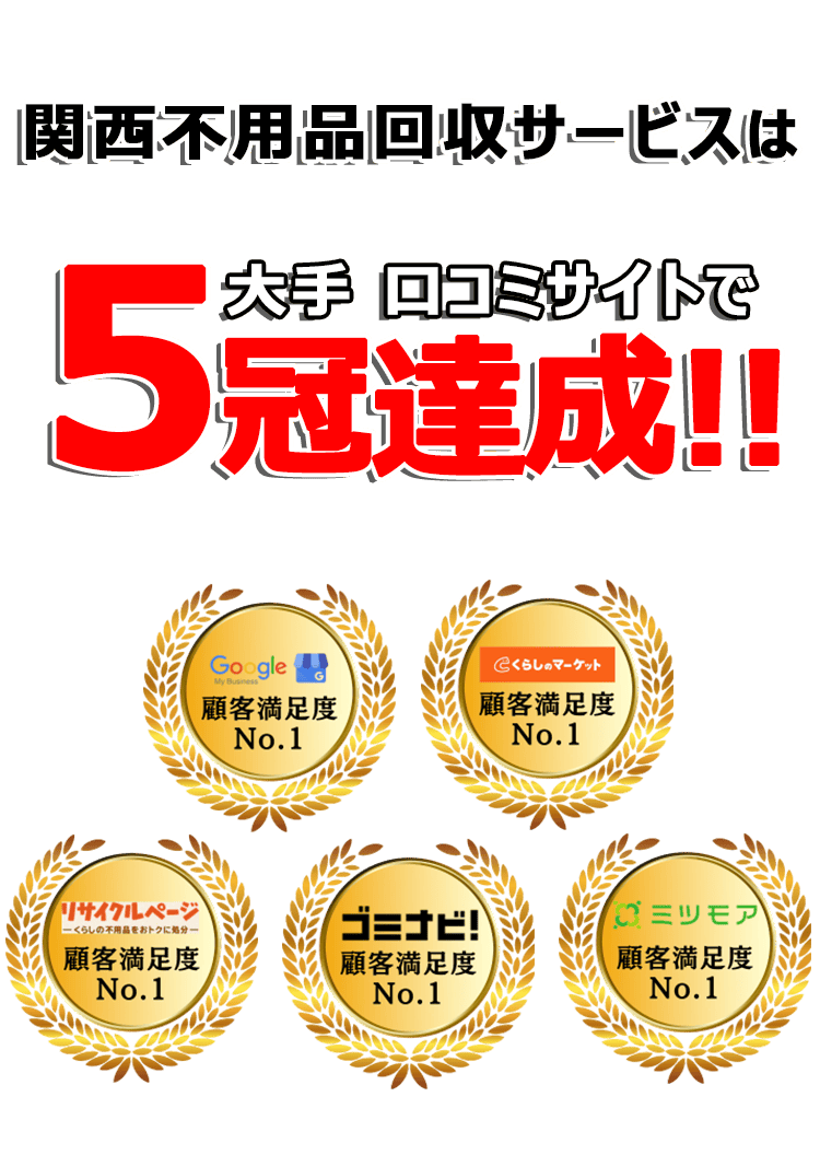 関西不用品回収サービスは口コミサイトで3年連続最高評価を獲得